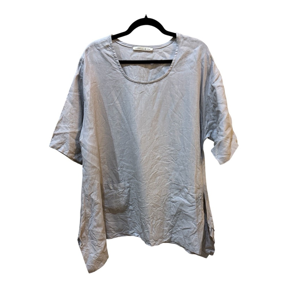 Eva Tralala & COH Rene Linen Tunic Gray Lagenlook Coastal One Size